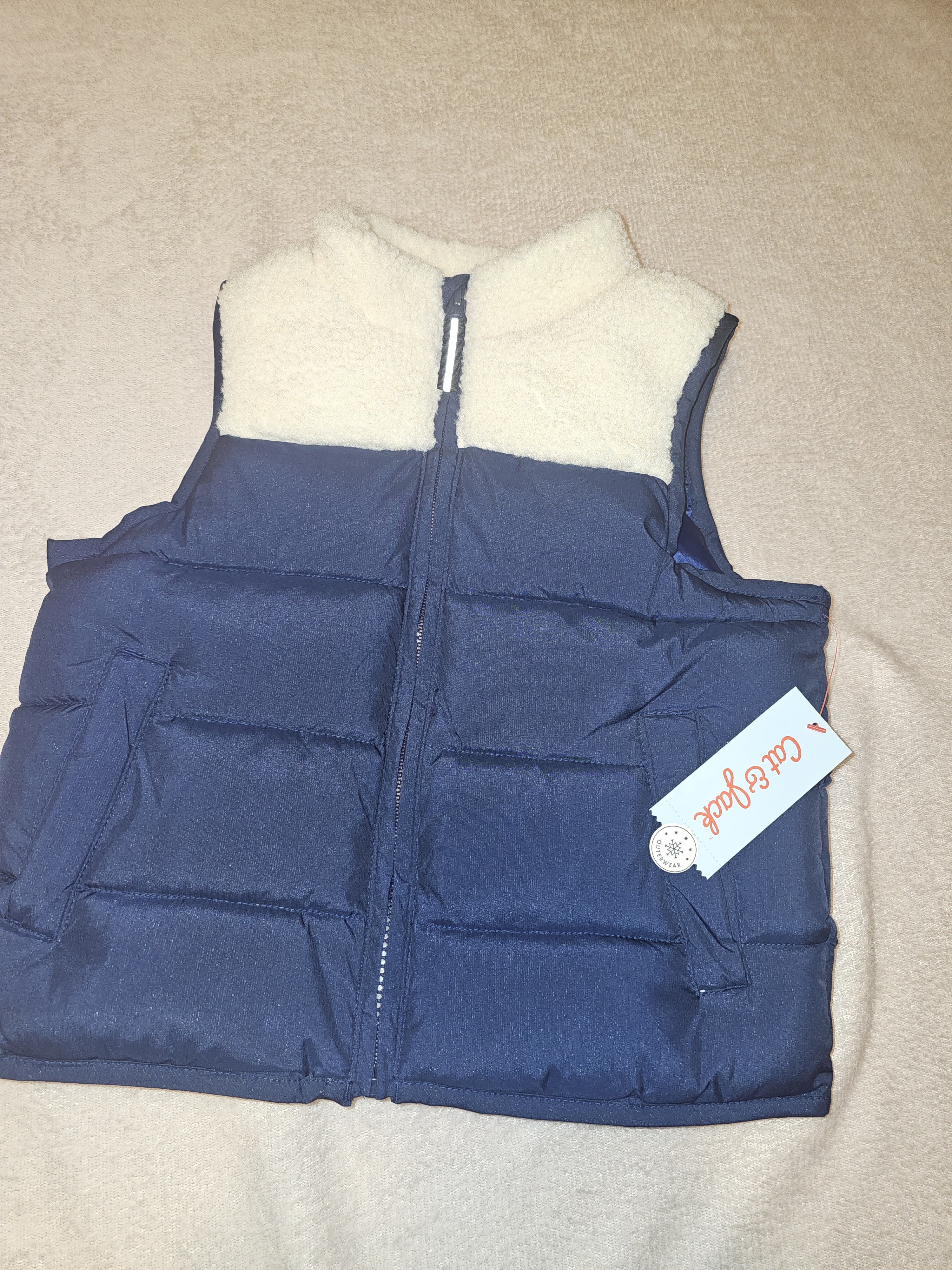 Navy Sherpa-Lined Puffer Vest | Kids Xs (4/5) — image 5 of 6